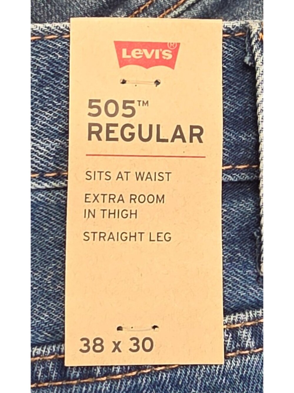 NWT - Men's Levi's 505 Regular Straight Leg Jeans, Size 38 x 30 - Picture 3 of 8